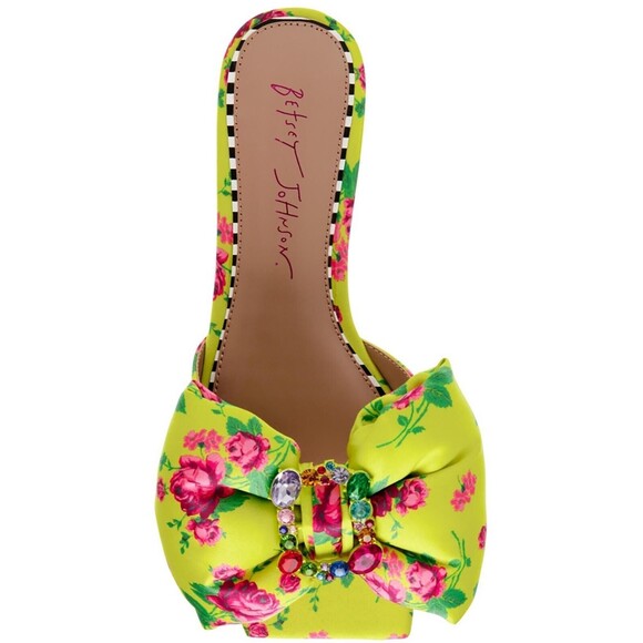 Betsey Johnson Women's Daisyy Satin Square Toe Slide Sandals, Multicolor, 5M - Picture 2 of 3